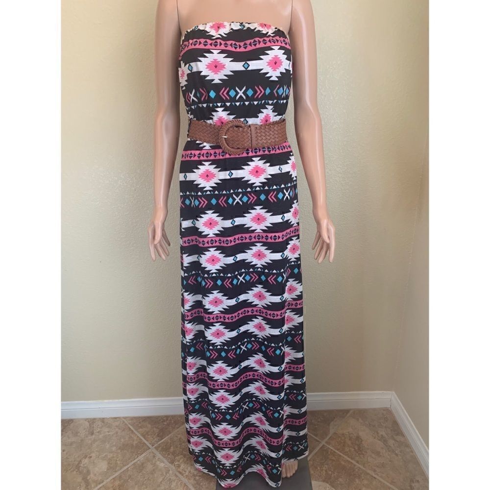 🖤 J for Justify strapless Aztec print maxi dress